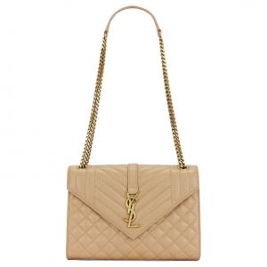 Сумка-конверт из телячьей кожи Medium Women's Beige SAINT LAURENT