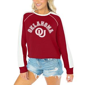 Женский укороченный свитшот с реглан Oklahoma Sooners Crimson Unbranded