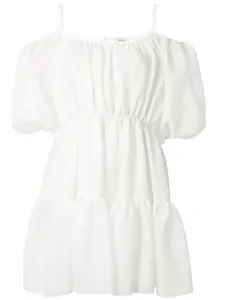 Платье мини с объемными рукавами и сборками Goen.J, белый