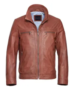 Мужская кожаная куртка, классический стиль. Bugatti, коричневый
