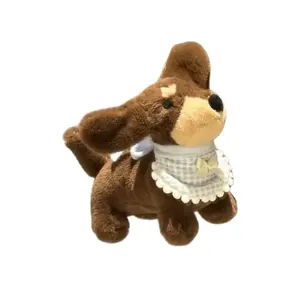 Плюшевый кулон с таксой в клетчатом комбинезоне высота 12см Dolls and bears dance, синий
