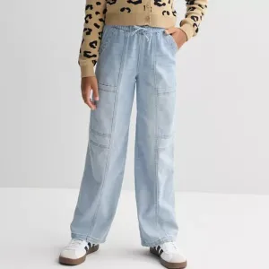 Уютные брюки-клеш со швом спереди для девочек 7-16 лет Vanilla Star, цвет light wash