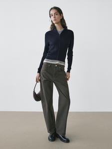 Шерстяной кардиган на молнии Massimo Dutti, navy blue