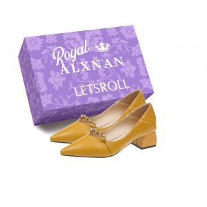 Alxnan Женские туфли на высоком каблуке Green/Yellow/Ecru/Black - желтые с коробкой, цвет Yellow+Box