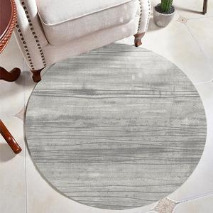 Budis Ковер круглый 140 см диаметр, короткий вельвет, серый, для спальни или кресла-качалки, современный европейский стиль, противоскользящий