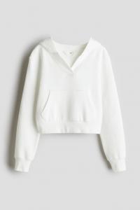 Толстовка с капюшоном и V-образным вырезом H&M, белый