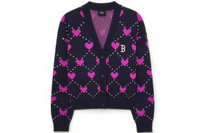 MLB Женский трикотажный кардиган темно-синего цвета с V-образным вырезом и умеренным вырезом