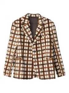 Кожаный пиджак в клетку Camperlab, коричневый