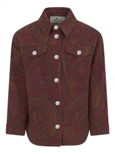 Джинсовая рубашка с узором пейсли ETRO KIDS, красный