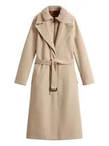 Однобортное пальто на молнии с поясом WOOLRICH, нейтральный