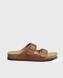 Женские открытые кожаные сандалии на плоской подошве однотонных тонов Toni Pons, коричневый