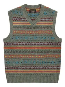 Жаккардовый жилет с узором фэр-айл Ralph Lauren RRL, зеленый