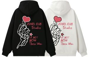 Толстовка Unisex Hooded Moderate Heavyweight ZIAREL, черный+белый[2 pack]