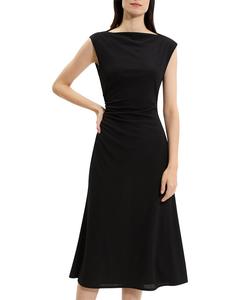 Платье Theory с вырезом-лодочкой и драпировкой Theory, черный