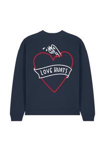 Толстовка LOVE HURTS BACK PRINT UNISEX HEAVYWEIGHT Mira Paris, темно-синий
