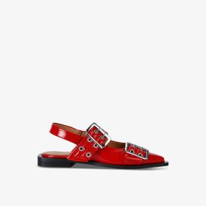 Туфли-Лодочки с пряжкой-балеткой и открытой пяткой Ganni, красный