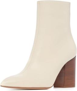 Женские закрытые ботильоны Pazzion с заостренным носком, молнией, стойким каблуком средней высоты, осенне-зимние ботинки для повседневной носки, офиса и вечеринок, размер 4-16 US, Ivory