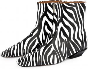 Женские ботильоны YDN с закрытым квадратным носком, плоской подошвой, молниями, низким каблуком, зимние короткие ботинки для работы, вечеринок и повседневной носки, размер 4-16 US, Zebra