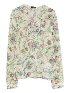 Топ с оборками и цветочным принтом Etro, белый