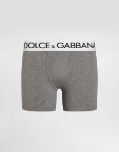 Трусы-боксеры из хлопка с длинной штаниной и двухсторонней эластичностью Dolce & Gabbana, серый