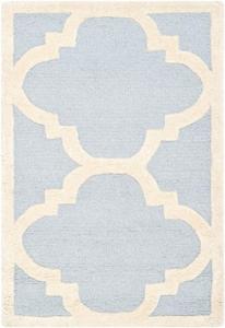 Ковер-дорожка SAFAVIEH, 77 x 366 см, Cambridge Collection, Light Blue & Ivory, ручной работы марокканский узор из шерсти, идеально для помещений с высокой проходимостью в гостиной, спальне (CAM140A)