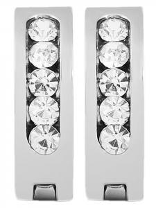 Adeliás Женские серьги - серьги-кольца на шарнирах из нержавеющей стали со стразами серебристого цвета