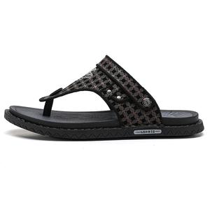 Shiozawa Мужские стойкие к истиранию шлепанцы с прострочкой коричневые, цвет Brown