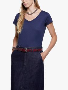 Футболка с V-образным вырезом из хлопковой ткани SISLEY