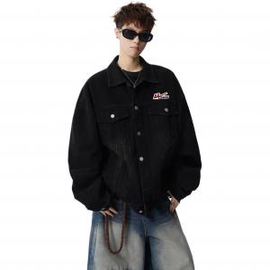 Джинсовая куртка Unisex Lapel Moderate Print WARRIOR, черный (diy badge)