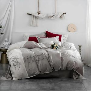 CAIMIAO Комплект постельного белья из хлопка 60s с вышивкой Grey