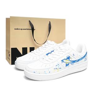 XTEP Кроссовки Air Force One с низким верхом, износостойкие, легкие и дышащие, унисекс, белые, синие