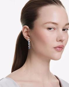 Серьги-подвески Constella, смешанная огранка, синие, родиевое покрытие синего цвета Swarovski