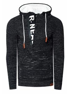 Плотный трикотажный свитер с капюшоном, застегивающийся на молнию 1/2, антрацитовый/экрю Rusty Neal
