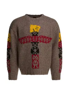 Джемпер с интарсией Kapital, коричневый