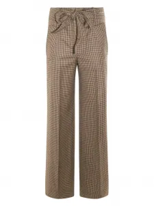 Клетчатые брюки с поясом на талии Incotex, коричневый