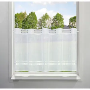 Панельная штора для моего дома «РЕГИНА», (1 шт.), с пришитыми с одной стороны атласными лентами, структура льна, полиэстер My Home, белый