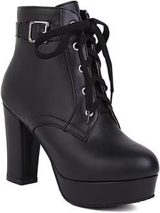 Женские ботильоны MFairy с блочным каблуком, элегантные с высоким каблуком, на шнуровке и с пряжкой, Black