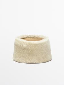 Двусторонняя кожаная шляпа Massimo Dutti, cream