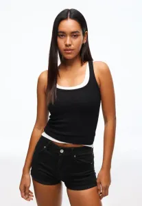 Джинсовые шорты с подворачивающимися штанинами Bershka, Black