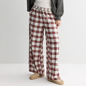 Джинсы-бананы из фланели с высокой посадкой So, White Red Plaid