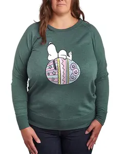 Футболка-пуловер с принтом пасхального яйца Peanuts Snoopy размера Plus Hybrid Apparel, зеленый