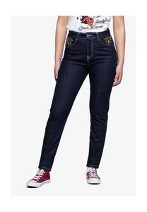 Джинсы с высокой талией в стиле вестерн 50-х годов с вышивкой Queen Kerosin, синий