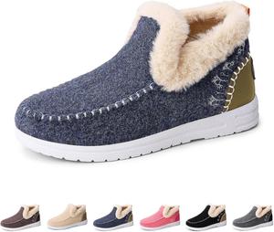 Женские зимние снежные ботинки, удобные и теплые, с искусственным мехом, на плоской подошве, мягкие, для повседневной носки, короткие плюшевые ботильоны Generic, Blue