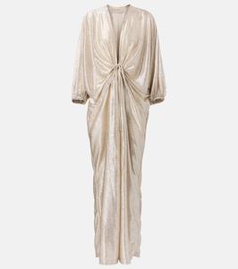 Собранный кафтан из ламе Adriana Degreas, серебряный