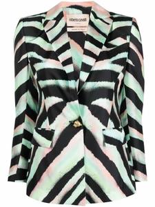 Roberto Cavalli шелковый блейзер с зебровым принтом, черный