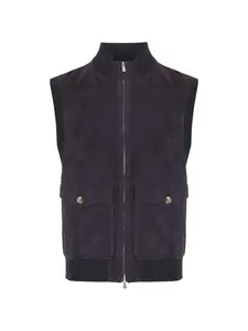 Жилет с застежками на пуговицах на карманах Brunello Cucinelli, синий