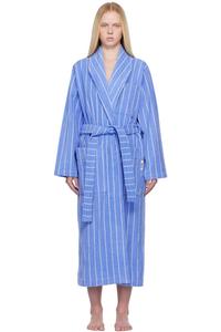 Классический махровый халат синего и белого цвета Tekla