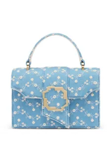 Мини-сумка с цветочным принтом Malone Souliers, синий