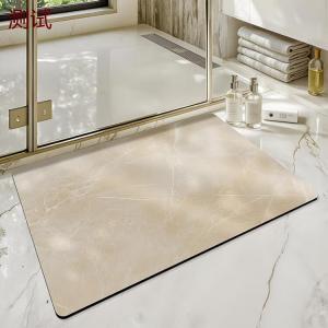 Dajiang Ковер 50х110 см для ванной комнаты, впитывающий, быстросохнущий, нескользящий, Shaan Na Beige, 1см ворс