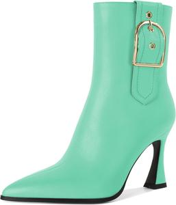 Женские ботильоны на высоком каблуке-стилет с боковой молнией, с острым носком, для работы и официальных мероприятий, стильные модные ботильоны на каблуке 3,5 дюйма Younton, Matte Mint Green
